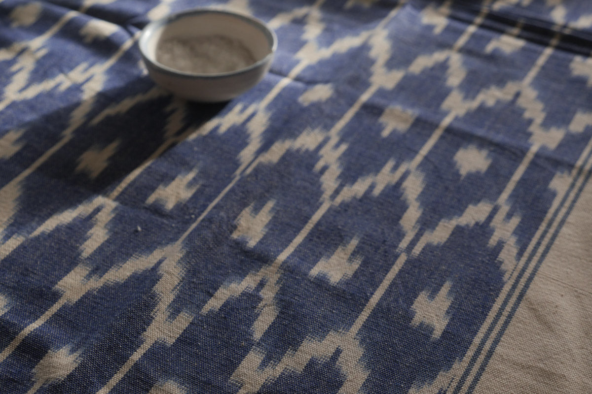 Indigo Ikat Blue Throw or Table Cloth Secondary image