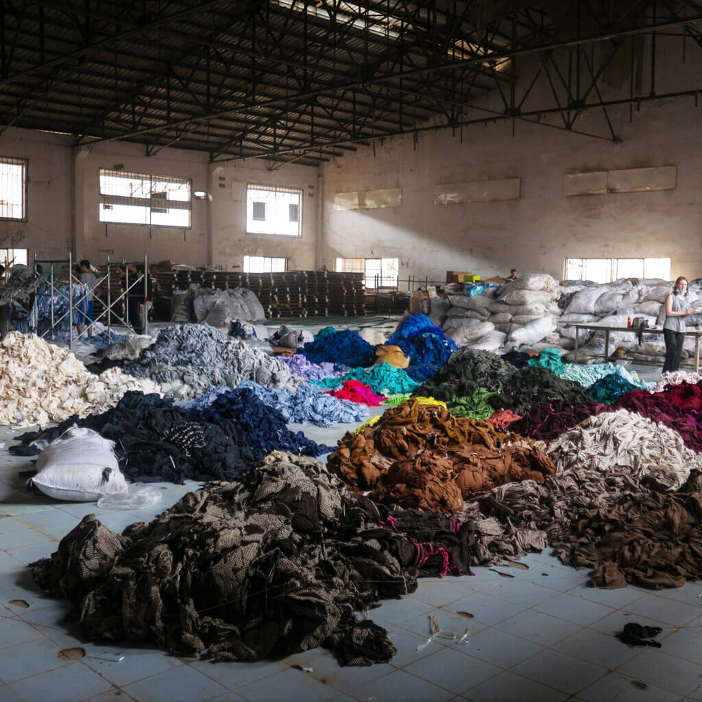 Waste cotton from the garment industry in Bangladesh.