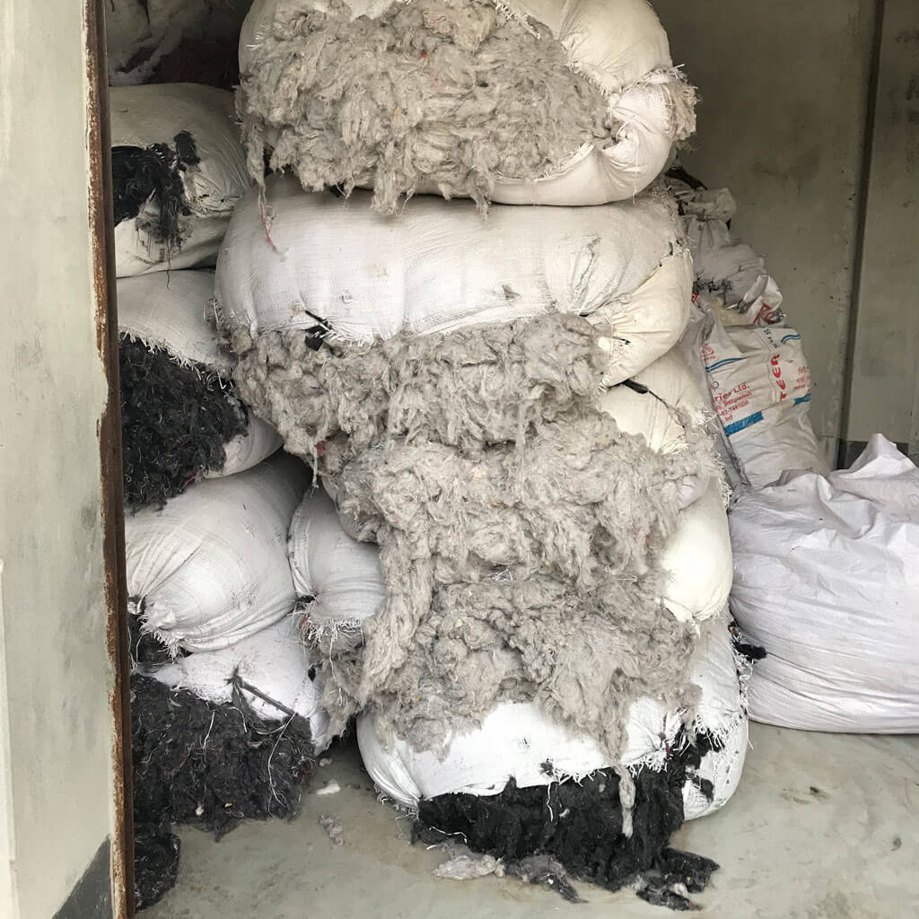 Cotton waste, used to create cotton fibre to loom