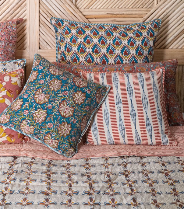 Pankha blockprint cushion