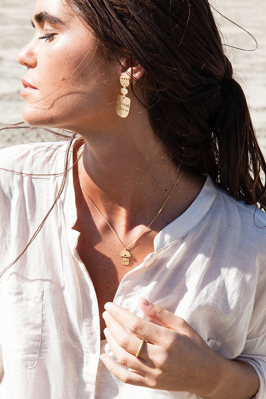 Ines Telles earrings, solar, gold-plated silver Secondary image