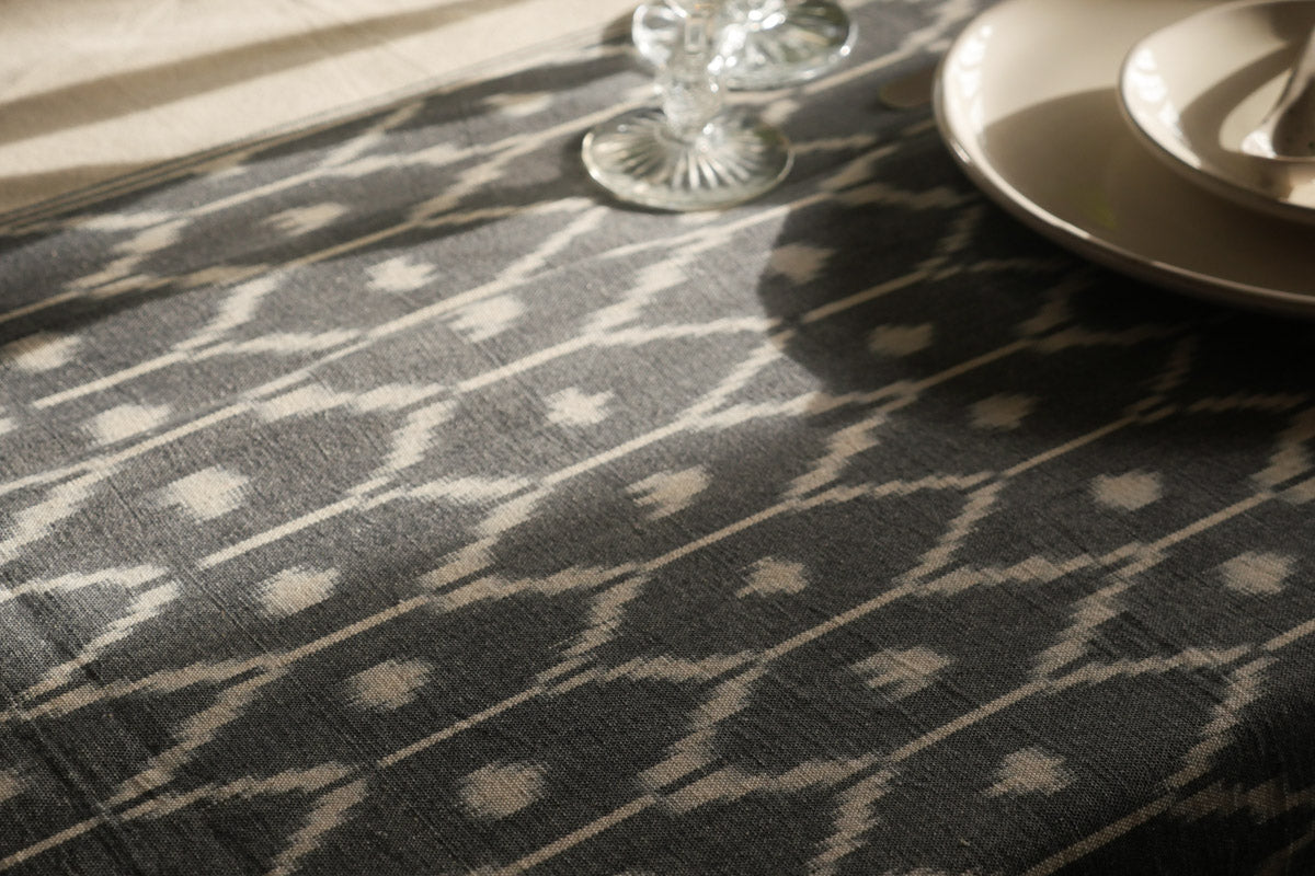 Indigo Ikat Black Throw or Table Cloth Secondary image